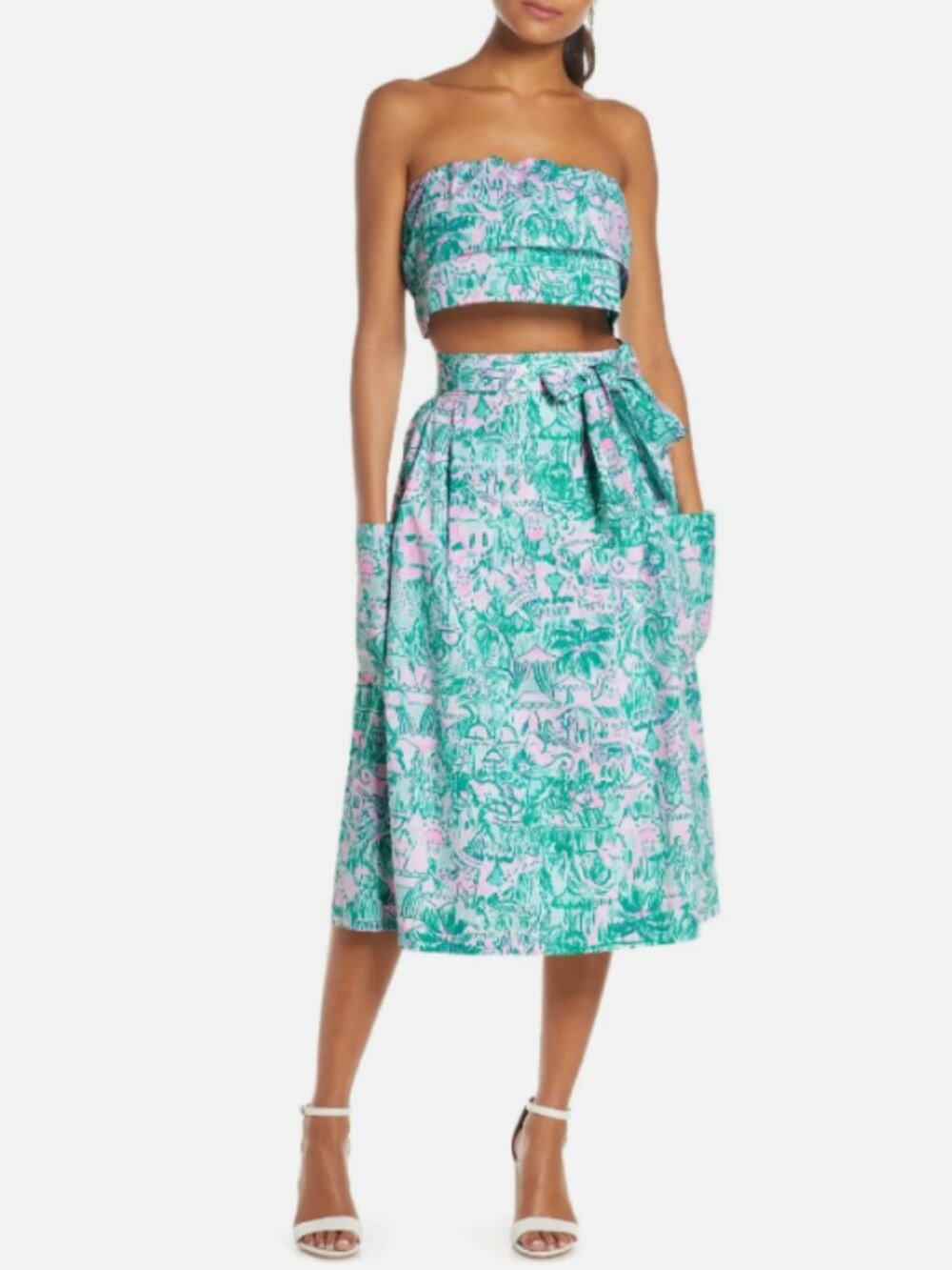 Lilly Pulitzer Lenora Midi Skirt Women Size 6 Camelflage Colorful Resort Preppy